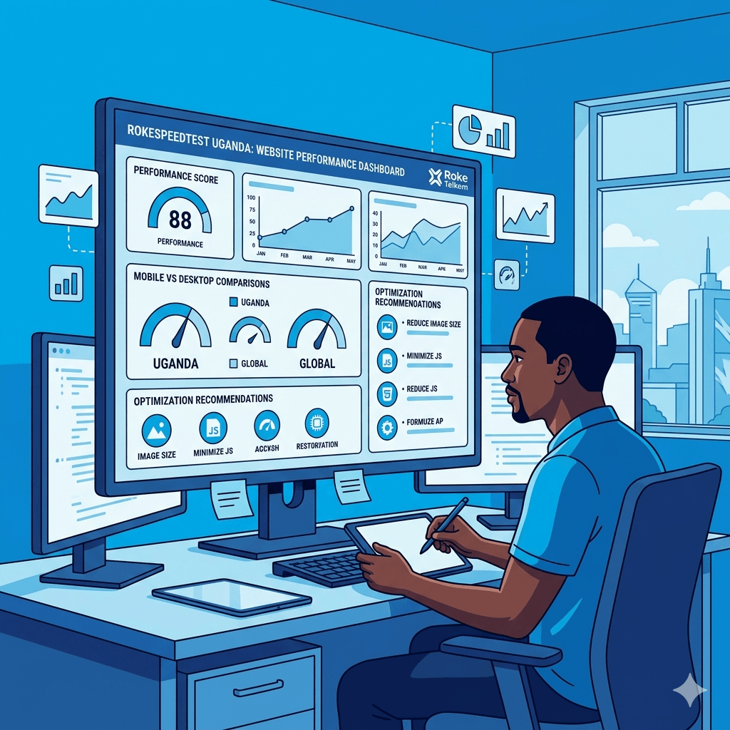 A developer using online speed testing tools displayed as dashboards