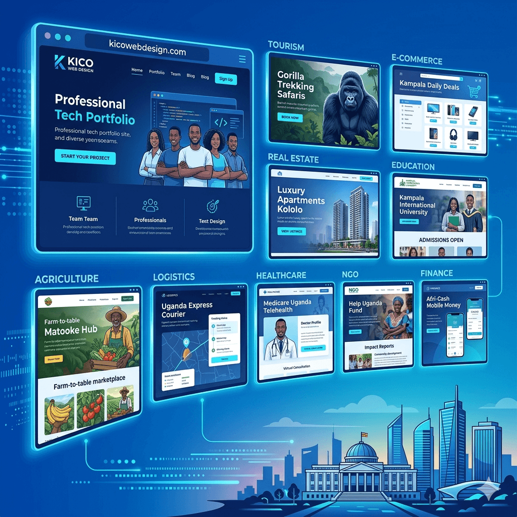 A digital gallery wall showcasing 10 premium website previews in a sleek grid layout