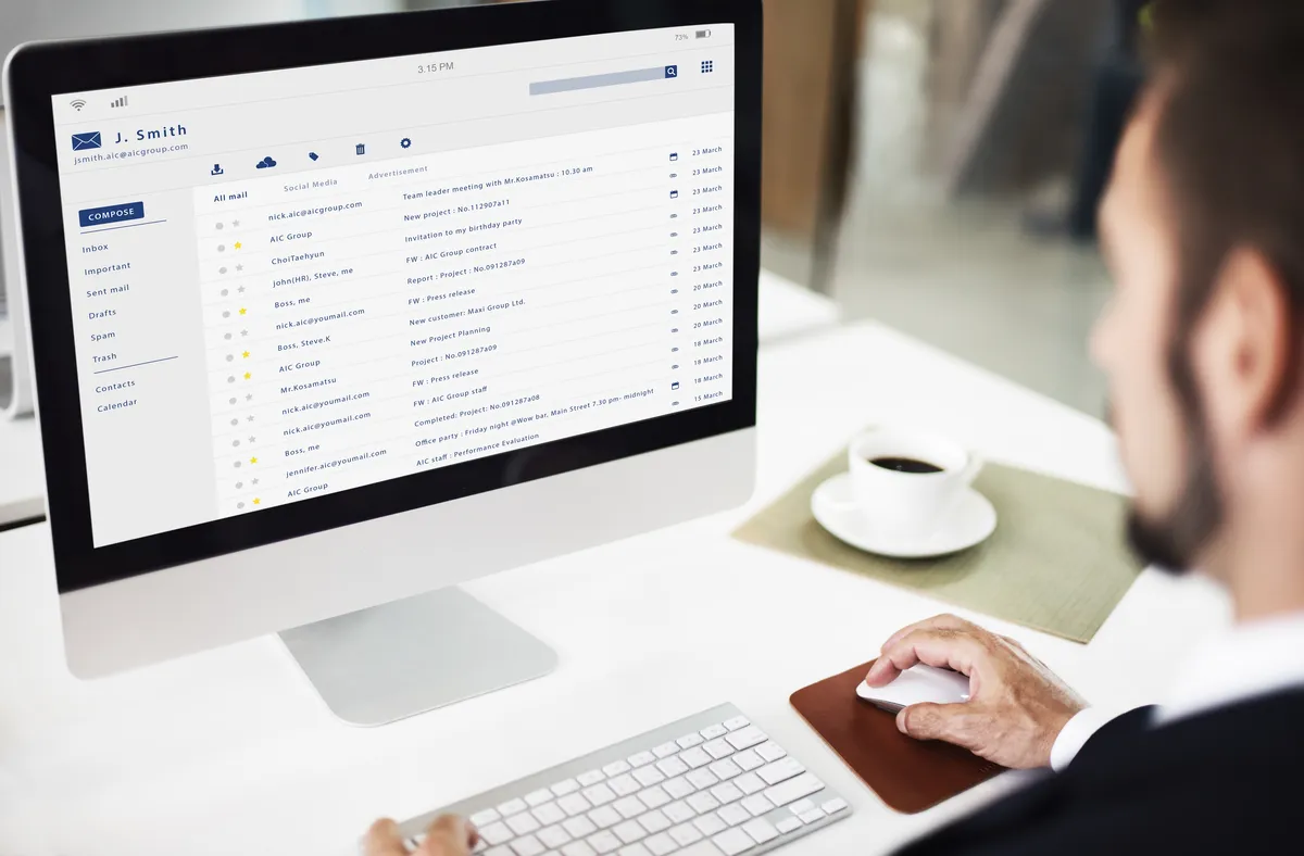 Professional email inbox interface showing organized business messages